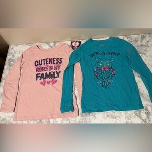 Kids Long Sleeve Owl and Heart Shirts Set